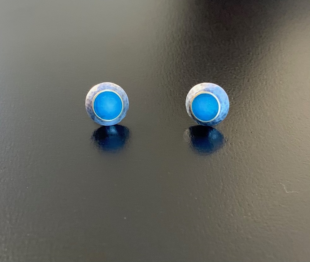 Large Domed Studs Turquoise Opal